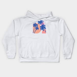 Blue palm trees summer time Kids Hoodie